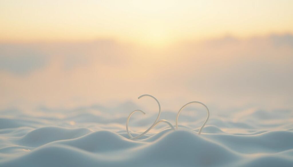 A tranquil, dreamlike landscape unfolds, with soft pastel hues and a sense of ethereal calm. In the foreground, delicate milk-white tendrils curl and intertwine, forming symbolic shapes that evoke the delicate dynamics of intimate relationships. The middle ground features hazy, cloud-like forms that suggest the ephemeral nature of emotional bonds, while the distant horizon is bathed in a warm, golden glow, evoking the comfort and nourishment associated with milk. The overall composition is infused with a sense of gentle introspection, inviting the viewer to reflect on the deeper meanings and nuances of milk-based dream symbolism as it relates to romantic connections.
